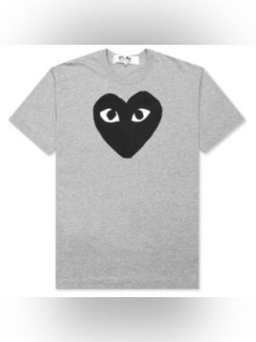 Comme des Garçons PLAY Grey Tee with Black Heart Logo